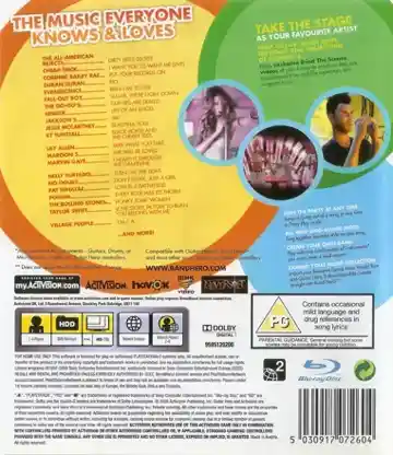 Band Hero (USA) (v1.01) (Disc) (Update) box cover back